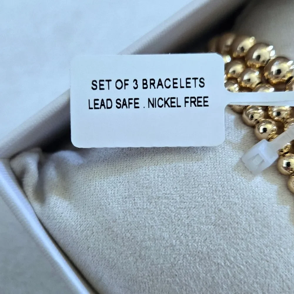 House🏠 of Harlow 1960 Set of Three3️⃣ Stretchy Gold💛 Bead Bracelets - NIB